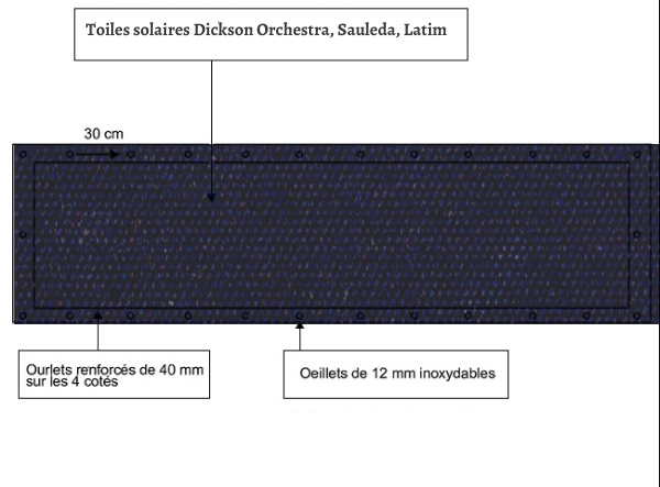 croquet brise vue Toile Latim LATIMACRYL A 118 BLEU ACIER balcon et terasse appartement